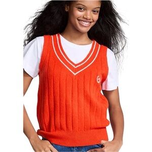 VICTORIA SECERT PINK KNIT SWEATER VEST - ORANGE SIZE XXL (NEW WITH TAGS) A16